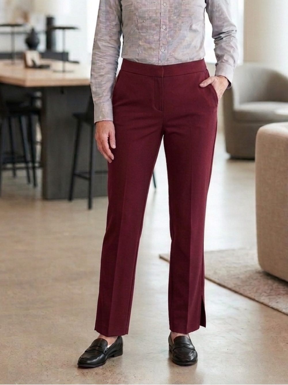BCBGMaxAzria Women's Straight-Leg Pants / Trousers ankle slit 0